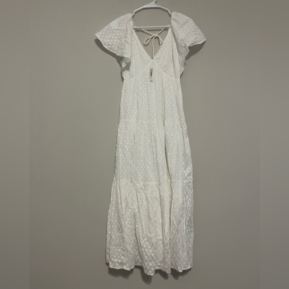 Madewell Tie-Back Flutter-Sleeve Tiered Midi Dress in White Size 00 - Picture 5 of 16